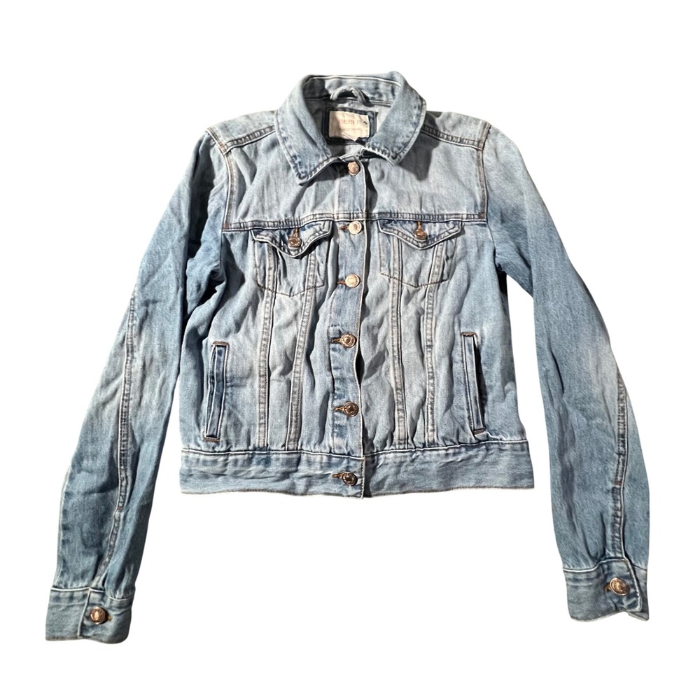 Forever 21 Classic Denim Jacket Womens S Light Blue Cotton Trucker Jacket